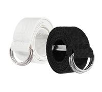 YELARXI Web Football Belt, Men Canvas Belt Web Flag Football D Ring, Adjustable Soccer Replacement Strap 51 Inch & 2 Pcs & Black/White -Fitting for (Men/Women/Outdoor/Sports/Practise)