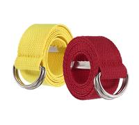 YELARXI Web Football Belt, Men Canvas Belt Web Flag Football D Ring, Adjustable Soccer Replacement Strap 51 Inch & 2 Pcs & Burgundy/Yellow -Fitting for (Men/Women/Outdoor/Sports/Practise)