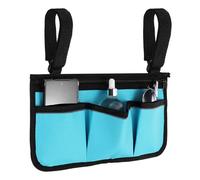 YELARXI Wheelchair Side Bag, Waterproof Wheelchair Armrest Storage Pouch with Reflective Strips, 600D Oxford Fabric & Sea Blue-Fitting for(Rollator/Electric Scooter/Outdoors/Seniors)