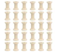 YELARXI Wooden Empty Spools Unfinished Wood Thread Spools, 1.2"x0.8" Fit for Embroidery and Sewing Machines Crafts Wire Weaving Bobbins (30Pcs, Natural Color)