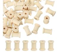 YELARXI Wooden Empty Spools Unfinished Wood Thread Spools, 1"x0.6" Fit for Embroidery and Sewing Machines Crafts Wire Weaving Bobbins (50Pcs, Natural Color)