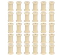 YELARXI Wooden Empty Spools Unfinished Wood Thread Spools, 1"x0.6" Fit for Embroidery and Sewing Machines Crafts Wire Weaving Bobbins (30Pcs, Natural Color)
