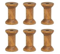 YELARXI Wooden Empty Spools Unfinished Wood Thread Spools, 2"x1.2" Fit for Embroidery and Sewing Machines Crafts Wire Weaving Bobbins (6Pcs, Brown)