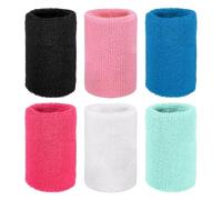 YELARXI Wristbands Sweatbands, Sports Wrist Bands Moisture Wicking Absorbent 3 x 4'' & 6 Pack & Classic Colors - Fit For(Tennis/Basketball/Running/Workout/Youth/Men/Women)