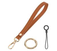 YELARXI Wristlet Strap PU Leather Keychain Wristlet Lanyard Hand Strap Replacement with Gold Ring Lanyard, 7 Inch Fit for Wallet Purse Clutch Key (Mustard)