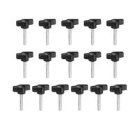YELARXI Z- Shaped Thumb Screws 304 Stainless Steel Tee Wing Knobs Screws Clamping t Head, M5 x 30mm Thread Fit for Replace Hand Tightening Knob Supply - Z Type (16 Pack, Black)