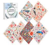 Yelasenari Swedish Dishcloths for Kitchen Reusable 6 Pack Kitchen Towels No Odor Quick-Drying Papaya Reusable Paper Towels Reusable Paper Towels Washable for Countertop, Sink, and Kitchen Flower Bird