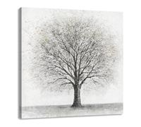 Yelash Abstract Black and White Tree Picture Decor Canvas Wall Art Life Painting with Gold Landscape for Home Bedroom Decoration 12x12
