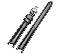 YELEMEABHB 12mm Fit For Tissot T094210A Watchband Genuine Leather Coat Of Paint Watch Band Dedicated Interface Strap Ladies' Band Watch strap(Shiny black silver)