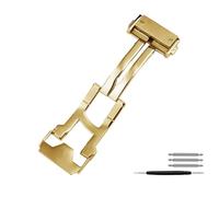 YELEMEABHB 18 22mm Solid Stainless Steel Buckle Men Women Leather Watch Band Matel Folding Buckle Accessories With Tool Watch clasp(Gold-22mm)