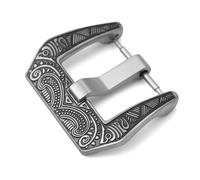 YELEMEABHB 18mm 20mm 22mm 24mm Carved Stainless Steel Watch Buckle Clasp Replacement for Silicone Strap Universal Watch Clasp(Black-18mm)