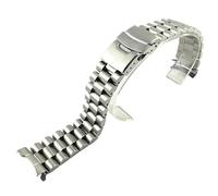 YELEMEABHB 20mm 22mm Solid Stainless Steel Strap Curved End Folding Buckle Men Metal Replacement Band Bracelet Watch Accessories for Seiko Watch clasp(A,22mm)