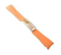 YELEMEABHB 20mm Width Watch Strap Rubber Stainless Steel Diving Strap Men's Watches Accessories Tool Fit For GMT Case Watch Bands Watch strap(12 orange)