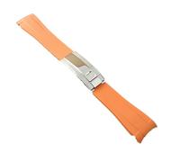 YELEMEABHB 20mm Width Watch Strap Rubber Stainless Steel Diving Strap Men's Watches Accessories Tool Fit For GMT Case Watch Bands Watch strap(7 orange)