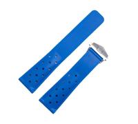 YELEMEABHB 22mm Breathable Silicone Watchband Fit For TAG Heuer F1 Fit For CAZ201 WAZ2113 CAZ1010 Watch Strap Soft Rubber Bracelet And Folding Buckle Watch strap(Blue silver clasp)