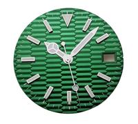 YELEMEABHB 28.5mm luminous black gray blue green gold sterile watch dial hands fit nh35 movement dial(Silver green)