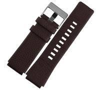 YELEMEABHB 30X22mm Convex Mouth Genuine Leather Watchband Fit For Diesel DZ1089 DZ1123 DZ1132 Replacement Watch Strap Belt Black Brown White Watch clasp(Brown-gold clasp,28X18mm)