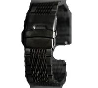 YELEMEABHB 316 stainless steel solid steel belt 20mm 22mm stainless steel safety buckle loose mesh watch strap Watch strap(Black,22mm)