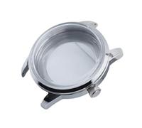 YELEMEABHB 40mm Watch Case Fit for NH38 NH35 Automatic Movement Arch Glass Transparent Backcover Steel Silver Case Suit 35mm Dial Watch Case