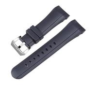YELEMEABHB Blue Black 24mm Silicone Watchband Fit For Graham Strap Racing Bent Watch Band Rubber Bracelet With Stainless Steel Buckle Watch strap(Black silver)