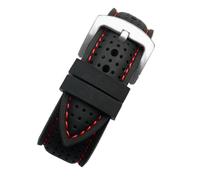 YELEMEABHB Breathable Silicone Sports Band Fit For Huawei Fit For Samsung Watchband 20mm 22mm 24mm Fit For Mido Tissot Omega Watch Strap Rubber Accessories Watch strap(Black red silver,22mm)