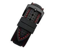 YELEMEABHB Breathable Silicone Sports Band Fit For Huawei Fit For Samsung Watchband 20mm 22mm 24mm Fit For Mido Tissot Omega Watch Strap Rubber Accessories Watch strap(Black red black,22mm)