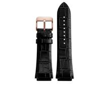 YELEMEABHB Cow Leather Strap Fit For Guess W0247G3 W0040G7/0040G3 Watchband Lug End Bracelet 22mm Blue Black Brown Bands Watch strap(Black rose gold)