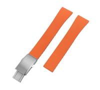 YELEMEABHB CTS Fluororubber Watch Strap 18mm 20mm 22mm Fast Release Stainless Steel Buckle Watch Bands Strap For Cut To Size Watch strap(Orange With Buckle,22mm)