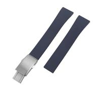YELEMEABHB CTS Fluororubber Watch Strap 18mm 20mm 22mm Fast Release Stainless Steel Buckle Watch Bands Strap For Cut To Size Watch strap(Blue With Buckle,22mm)
