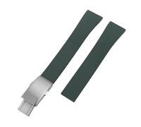 YELEMEABHB CTS Fluororubber Watch Strap 18mm 20mm 22mm Fast Release Stainless Steel Buckle Watch Bands Strap For Cut To Size Watch strap(Green With Buckle,22mm)