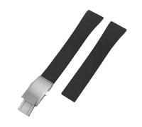 YELEMEABHB CTS Fluororubber Watch Strap 18mm 20mm 22mm Fast Release Stainless Steel Buckle Watch Bands Strap For Cut To Size Watch strap(Black With Buckle,18mm)