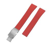 YELEMEABHB CTS Fluororubber Watch Strap 18mm 20mm 22mm Fast Release Stainless Steel Buckle Watch Bands Strap For Cut To Size Watch strap(Red With Buckle,22mm)