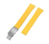 YELEMEABHB CTS Fluororubber Watch Strap 18mm 20mm 22mm Fast Release Stainless Steel Buckle Watch Bands Strap For Cut To Size Watch strap(Yellow With Buckle,22mm)