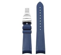 YELEMEABHB Curved End Rubber Watchband Fit For Tudor Black Bay GMT Watch Strap With Folding Buckle Black Blue Red 22mm Wrist Band Watch strap(Blue silver clasp)