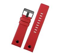 YELEMEABHB Fit For Diesel DZ7333 DZ7348 DZ4318 Leather Watchband 22mm 24mm 26mm 28mm 30mm Black White Brown Red Watch Strap Watch strap(Red black calsp,22mm)