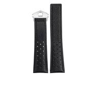 YELEMEABHB Fit For Heuer MONACO CARRERA CAW211R/P Genuine Leather Watchband With Folding Buckle Lychee Print Cowhide Strap MAN‘s Bracelet Watch strap(Black Silver)