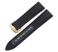 YELEMEABHB Fit For Omega Seamaster 300 Watch Strap Fit For Speedmaster AT150 Fit For Snoopy 310.32 Series Canvas Leather Watchband 19 20 21 22mm Bands Watch strap(Black Gold,22mm)