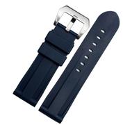 YELEMEABHB Fit For Panerai Diesel Watchband 22mm 24mm 26mm Black Blue Camouflage Green Watch Band Waterproof Silicone Strap With Steel Clasp Watch strap(Blue silver clasp,20mm)