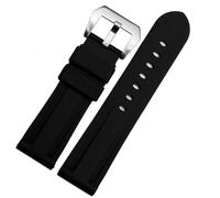 YELEMEABHB Fit For Panerai Diesel Watchband 22mm 24mm 26mm Black Blue Camouflage Green Watch Band Waterproof Silicone Strap With Steel Clasp Watch strap(Black Silver,22mm)