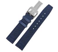 YELEMEABHB Fit For Pilot Spitfire Timezone Green Black Belts Wristwatch Straps 20mm 21mm 22mm Canvas Fabric Watch Band Watch strap(Blue silver,21mm)