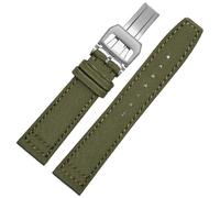 YELEMEABHB Fit For Pilot Spitfire Timezone Green Black Belts Wristwatch Straps 20mm 21mm 22mm Canvas Fabric Watch Band Watch strap(Green silver,21mm)