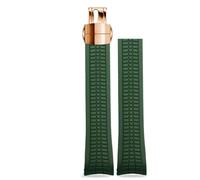 YELEMEABHB Fit For PP Aquananaut 5164 5167 Series Watch Strap Waterproof Silicone Bracelet 21mm Black Blue Rubber Band With Folding Clasp Watch strap(Green rose gold)