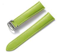 YELEMEABHB Fit For Replacement Cartier Tank London Key Litchi Grain Soft Leather Leather Strap Men's Ladies Folding Buckle Watch Accessories Watch strap(Apple green,20mm)