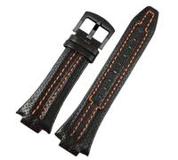 YELEMEABHB Fit For Seiko Sportura Series SNL017 7L22 SNA595P2 Watchband 27 * 15mm Black Orange Stitching Strap Convex Bracelet Watch strap(Black black clasp)