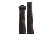 YELEMEABHB Fit For TAG Heuer Fit For MONACO CARRERA CAW211R Leather Watchband With Folding Buckle Lychee Print Cowhide Strap Bracelet Watch strap(Black orange black)