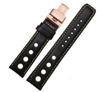 YELEMEABHB Fit For Tissot 1853 Sports Racing Series PRS516 T91 Watchband Cowhide 20mm Fit For Chopin Watch Band Genuine Leather Straps Watch strap(Black yellow RG)