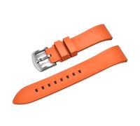 YELEMEABHB Fluorine Rubber Watch Strap Quick Release Watchband 18-19-20-21mm For Each Brand Diving Watch Bands Watch strap(Orange Silver,18mm)