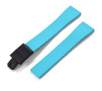 YELEMEABHB Fluoro Rubber Watch Band CTS FKM Strap 16 18 19 20 21 22mm Cut To Size Fast Release Adjustable Universal Bracelet Black Buckle Watch clasp(SkyBlue Black Buckle,19mmx16mm)