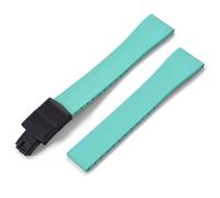 YELEMEABHB Fluoro Rubber Watch Band CTS FKM Strap 16 18 19 20 21 22mm Cut To Size Fast Release Adjustable Universal Bracelet Black Buckle Watch clasp(Cyan Black Buckle,19mmx16mm)