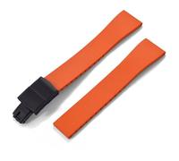 YELEMEABHB Fluoro Rubber Watch Band CTS FKM Strap 16 18 19 20 21 22mm Cut To Size Fast Release Adjustable Universal Bracelet Black Buckle Watch clasp(Orange Black Buckle,18mmx16mm)